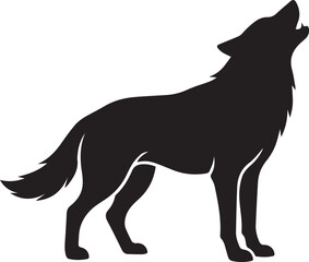 Obraz premium Howling wolf silhouette on vector.