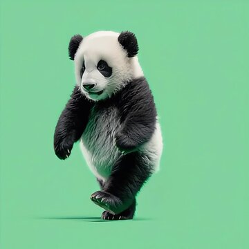 Cute panda bear walking confidently in a rhythmic motion loop animation rendered in cinematic high resolution 4k video format