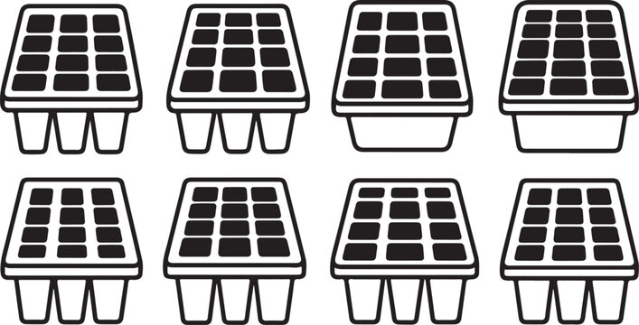 Collection of 8 black and white checkered boxer shorts vector icons Vector