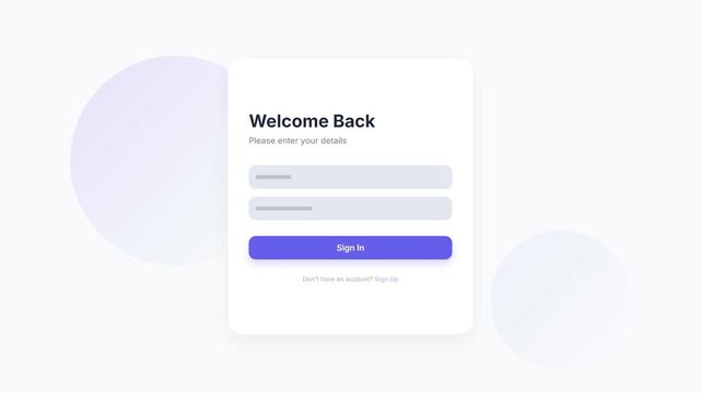 Modern Login Interface with Welcome Back Message and Sign In Button.
