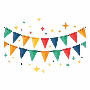 Colorful Party Bunting Flags and Stars Decoration