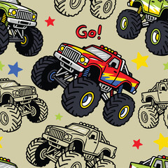 Monster Truck Seamless Pattern © atap