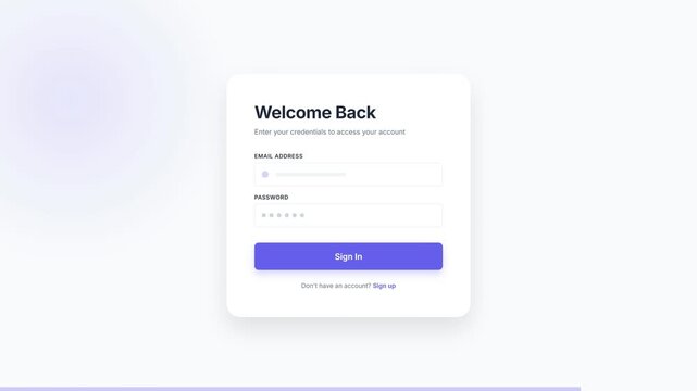 Simple Login Screen with Welcome Back Message and Input Fields.