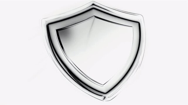 Shiny metallic shield emblem icon symbol.