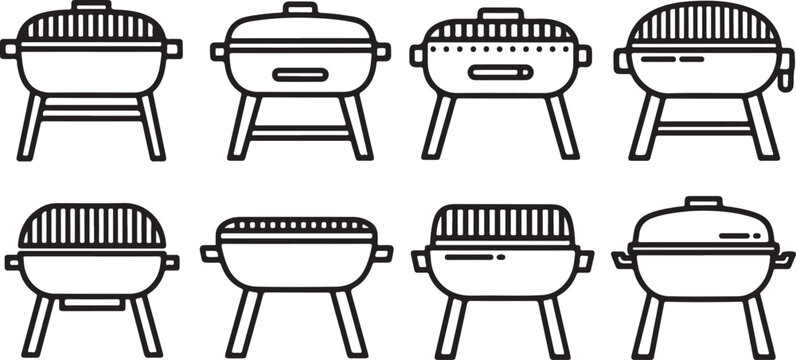 Collection of eight simple round dining table chair designs vector illustration Vector