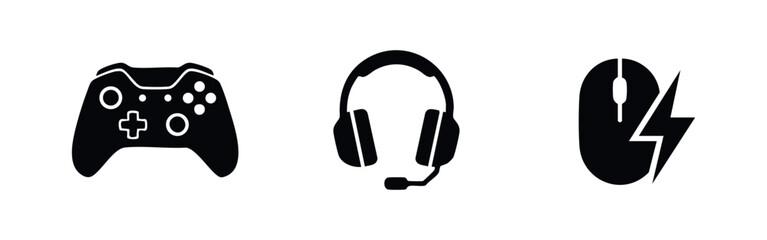 Gaming Gear and Computer Peripheral Accessories Icon Set © Lili