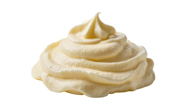 Isolated creamy swirl of dessert topping or savory condiment for food presentation