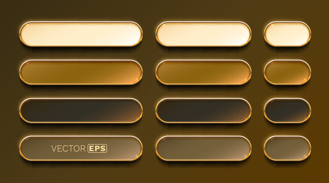Glossy golden and bronze metallic buttons set.