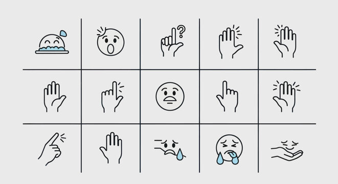 Emoji and hand gestures set