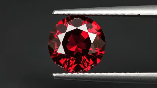 Red gem held by tweezers