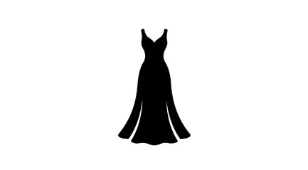 Elegant Evening Gown Silhouette Long Fashion Dress Icon Vector © MdSabbir