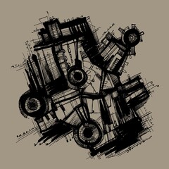 Abstract image for printing. Picture for modern interiors. The picture is painted by hand on a tablet. © neurostructure
