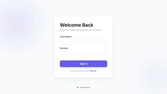 Modern Welcome Back Login Screen with Email and Password Fields.