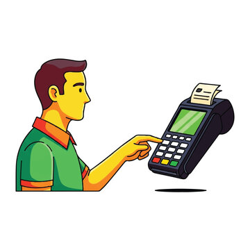 Man Using a Payment Terminal for a Transaction.