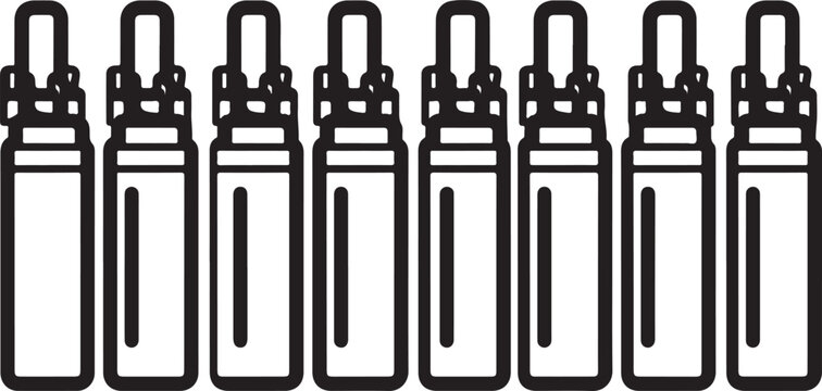 Black and white vector icons of flashlights or torches collection Vector