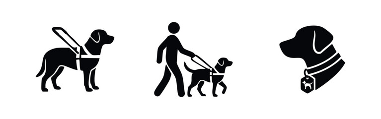 Guide dog and service animal icon set for blind and visually impaired assistance © Lili
