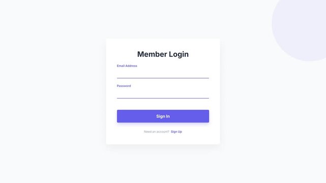 Modern Member Login Interface with Username Password Fields and Sign In Button.
