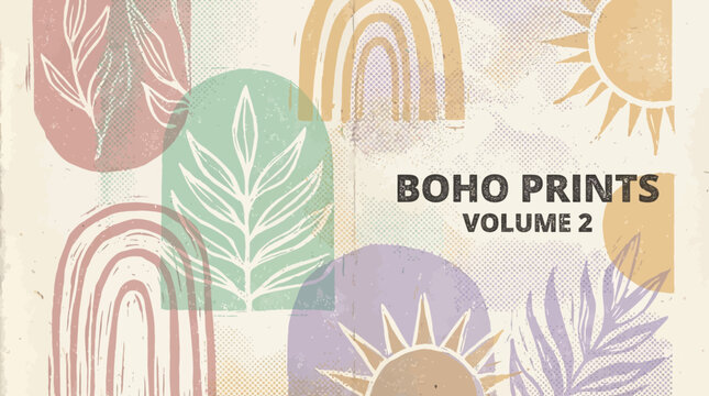 Boho risograph overlay print texture background. Riso printmaking with screen analog overlay