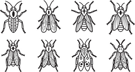 Set of eight cute vector ladybug icons with spots and flowers Vector © mahafuza
