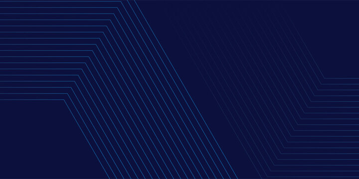 Abstract dark blue background with thin concentric hexagon lines and geometric shapes. Modern futuristic corporate design with sleek professional technology linear patterns.