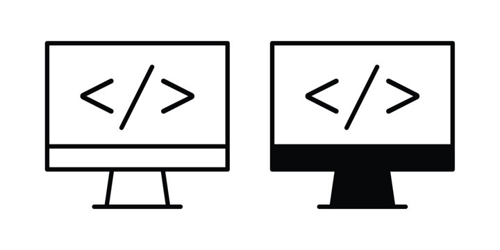 Display code icon graphic element for project and web designs