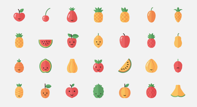 Colorful cartoon fruit collection
