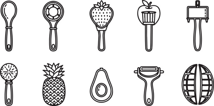 Black and white vector icons of light bulbs and lamps Vector