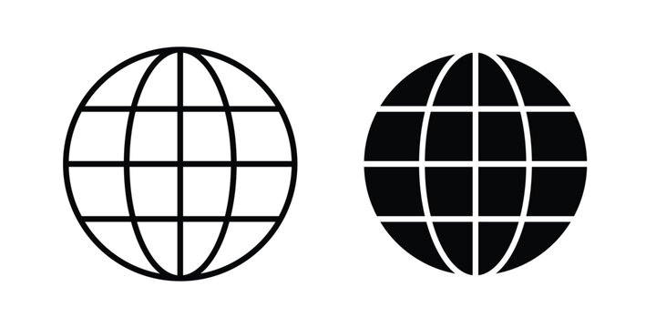 Globe icon graphic element for project and web designs