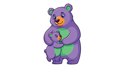 Obraz premium Cute cartoon mother bear hugging her cub.