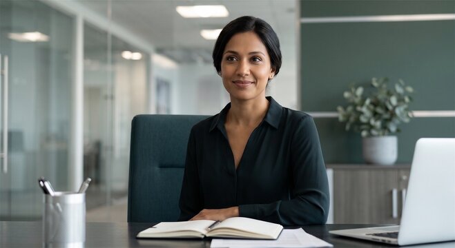 Businesswoman actively listening during corporate meeting in office