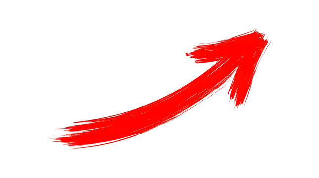 Red brushstroke arrow pointing upward dynamic growth and success symbol