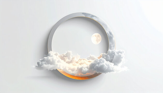 Abstract clouds and moon circle