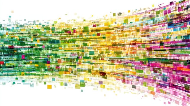 Abstract data flow lines curving in motion with multicolor compression