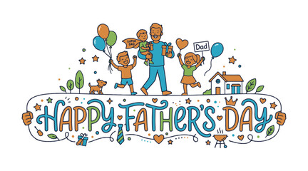 Naklejka premium Happy Father's Day greeting card, poster. Vector art 