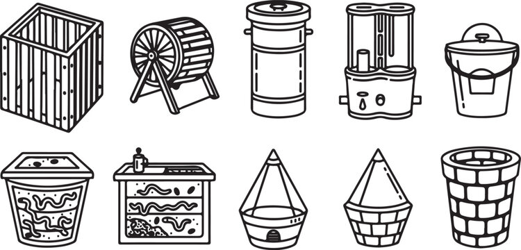 Vector illustration of ancient greek pottery and coins isolated Vector
