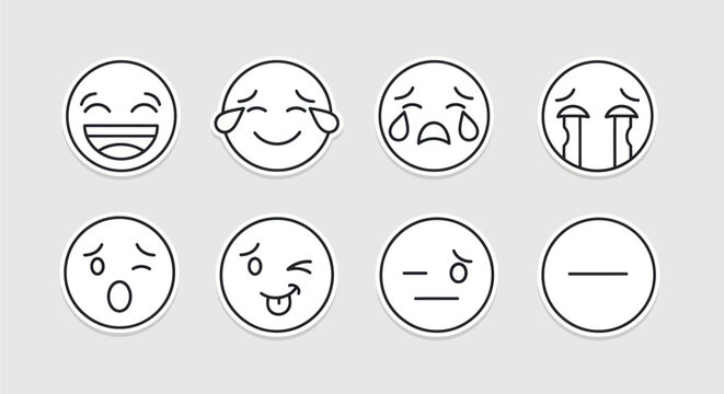 Emoji icons diverse emotional expressions