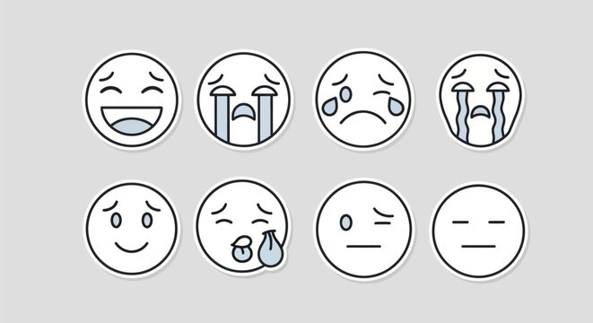 Emoji icons diverse emotional expressions