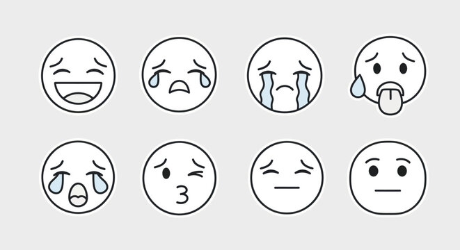 Emoji icons diverse emotional expressions