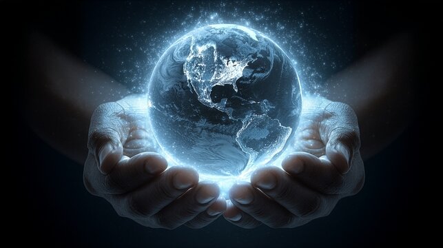 hand holding earth