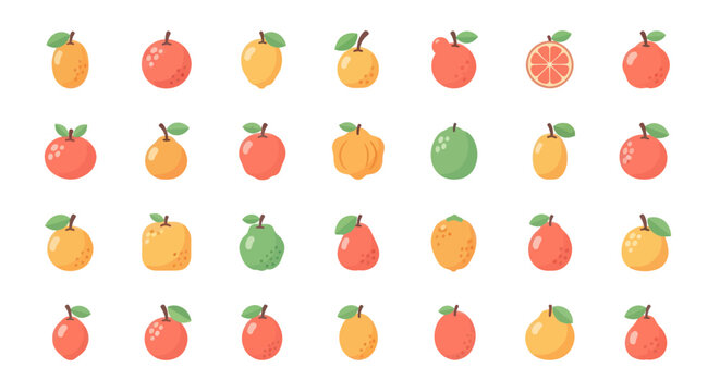 Colorful fruit collection isolated on white