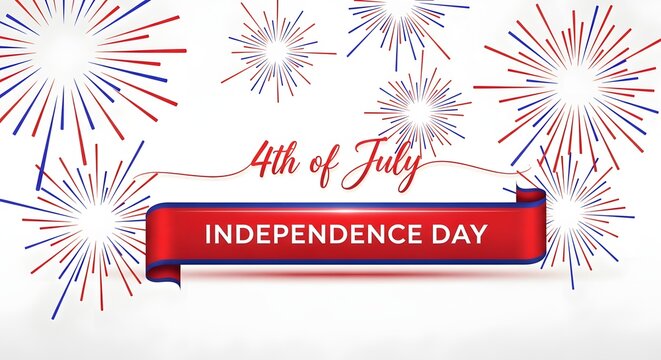 Fourth of July Independence Day greeting with fireworks