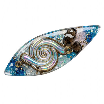 Orgonite pendant with spiral design and crystals