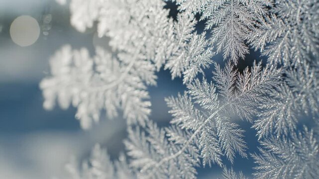 Timelapse of frost crystals growing on glass