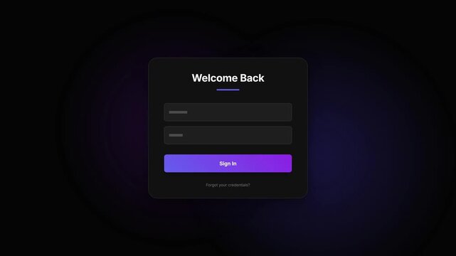 Modern Login Screen Interface with Welcome Back Message and Input Fields.
