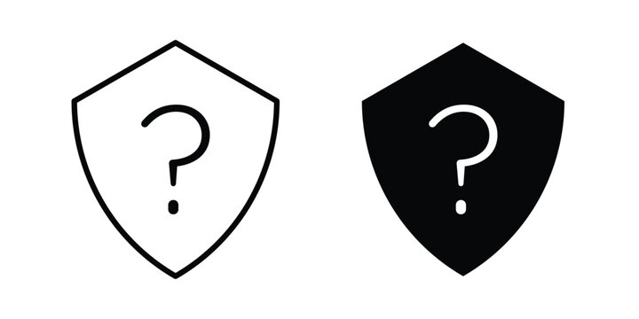Shield interrogation icon graphic element for project and web designs