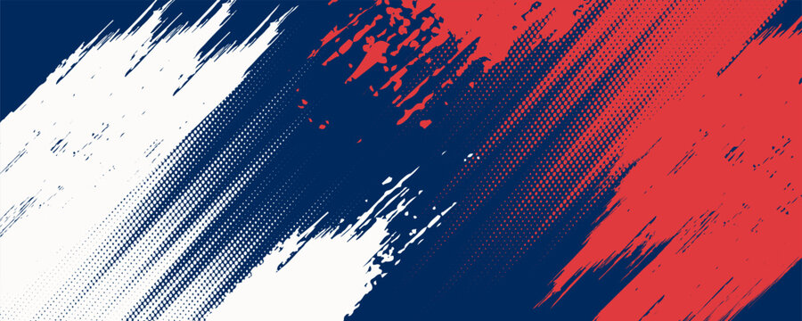 Abstract sport brush texture and pattern on blue background. Wrap car concept with red and white grunge. Vector illustration