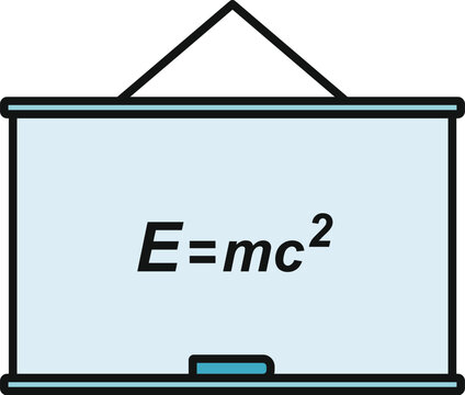 Whiteboard displaying the famous emc formula for physics and relativity