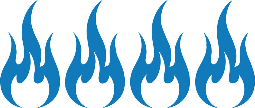 flame blue fire icon repeated symbols row vector badge