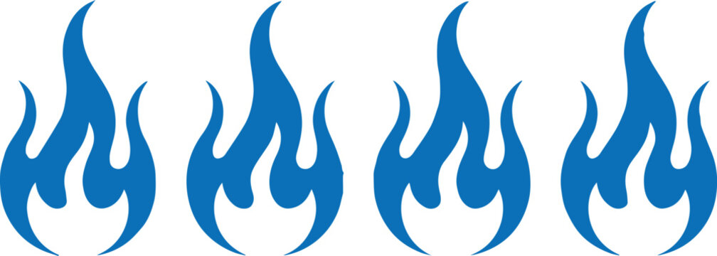 flame icon row blue fire emblems flat vector symbols