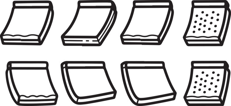 Set of eight square icon containers with dotted lines and shadows Vector